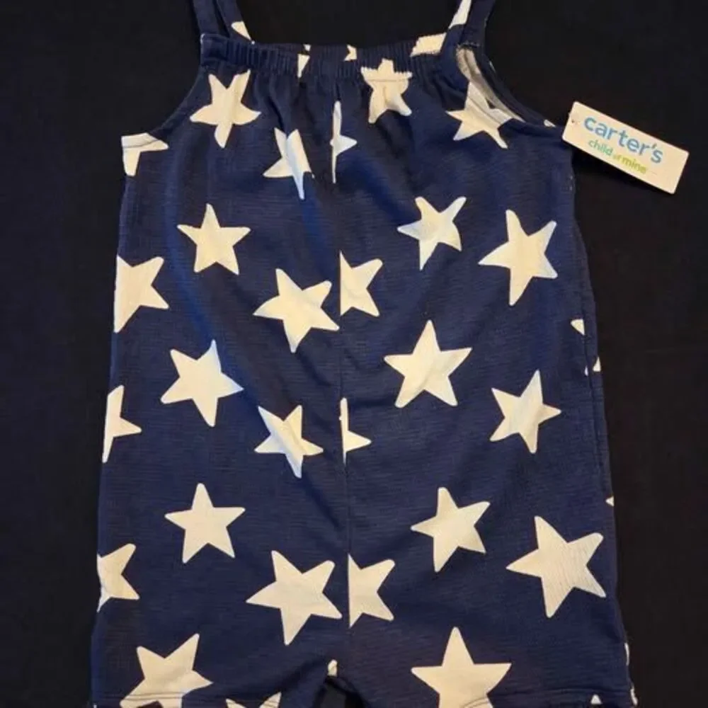 Carters 5t girls blue with white stars romper new with tags